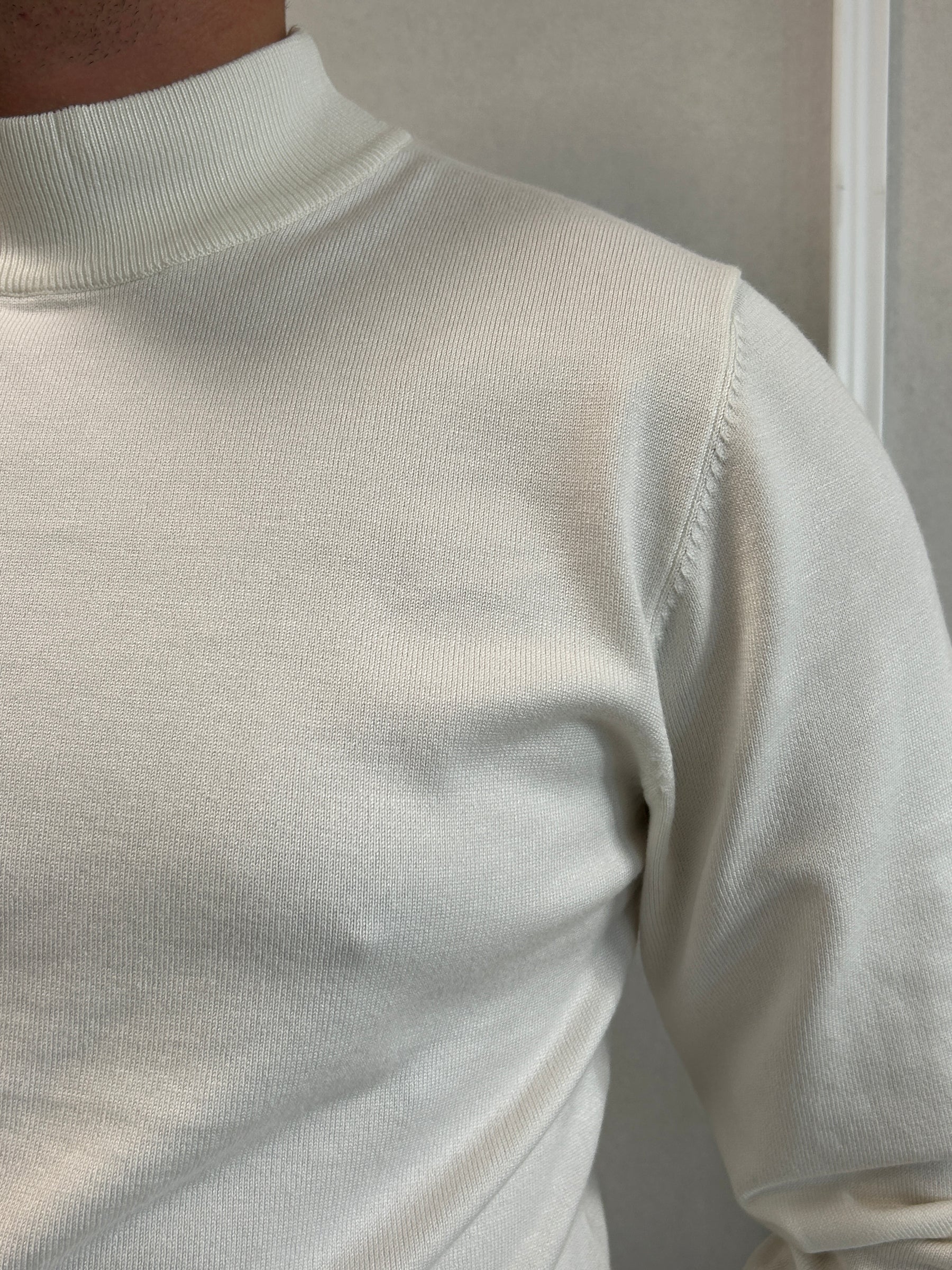 Pull Col Cheminé Blanc