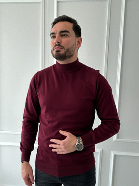 Pull Col Cheminé Bordeaux