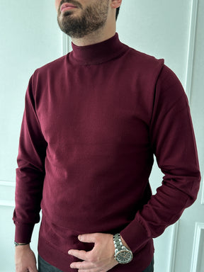 Pull Col Cheminé Bordeaux