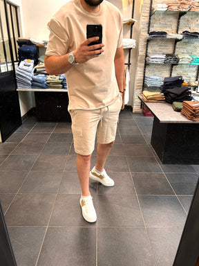 Ensemble short cargo + t-shirt Beige