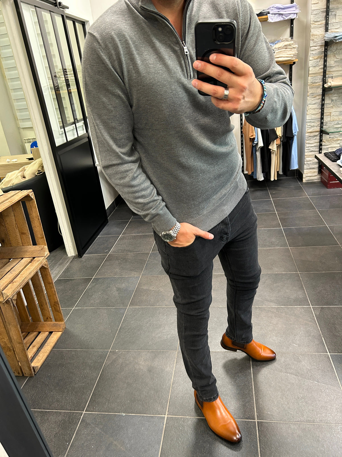 Pull Business Zip Grey