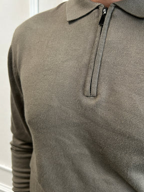 Pull- polo zip Kaki
