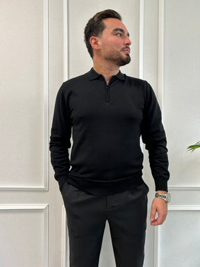 Pull- polo zip Noir