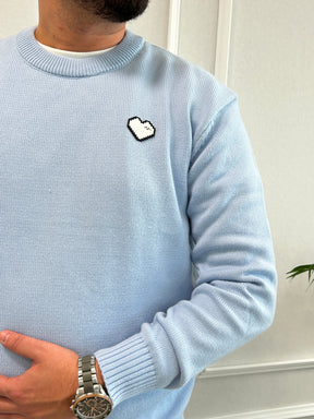 Pull Coeur Maille Ciel