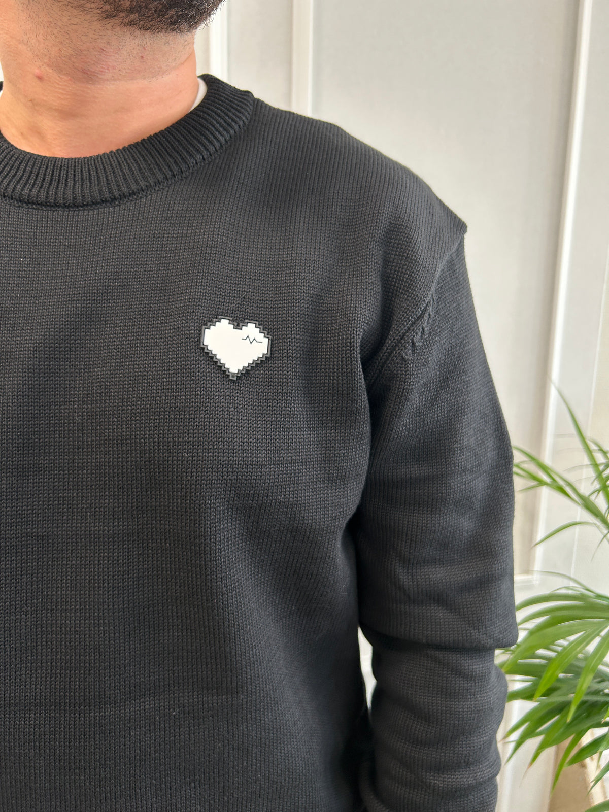 Pull Coeur Maille Noir