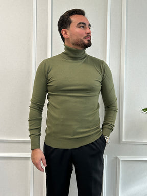 Pull Col Roulé Vert