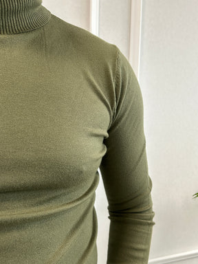 Pull Col Roulé Vert