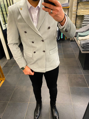 Blazer Croisé Cotelé Gris