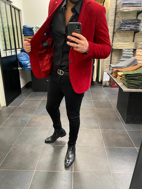 Blazer Coton Piqué Rouge