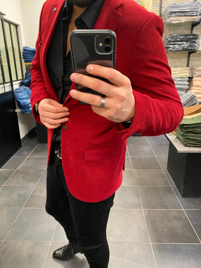 Blazer Coton Piqué Rouge