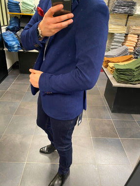 Blazer Coton Piqué Marine