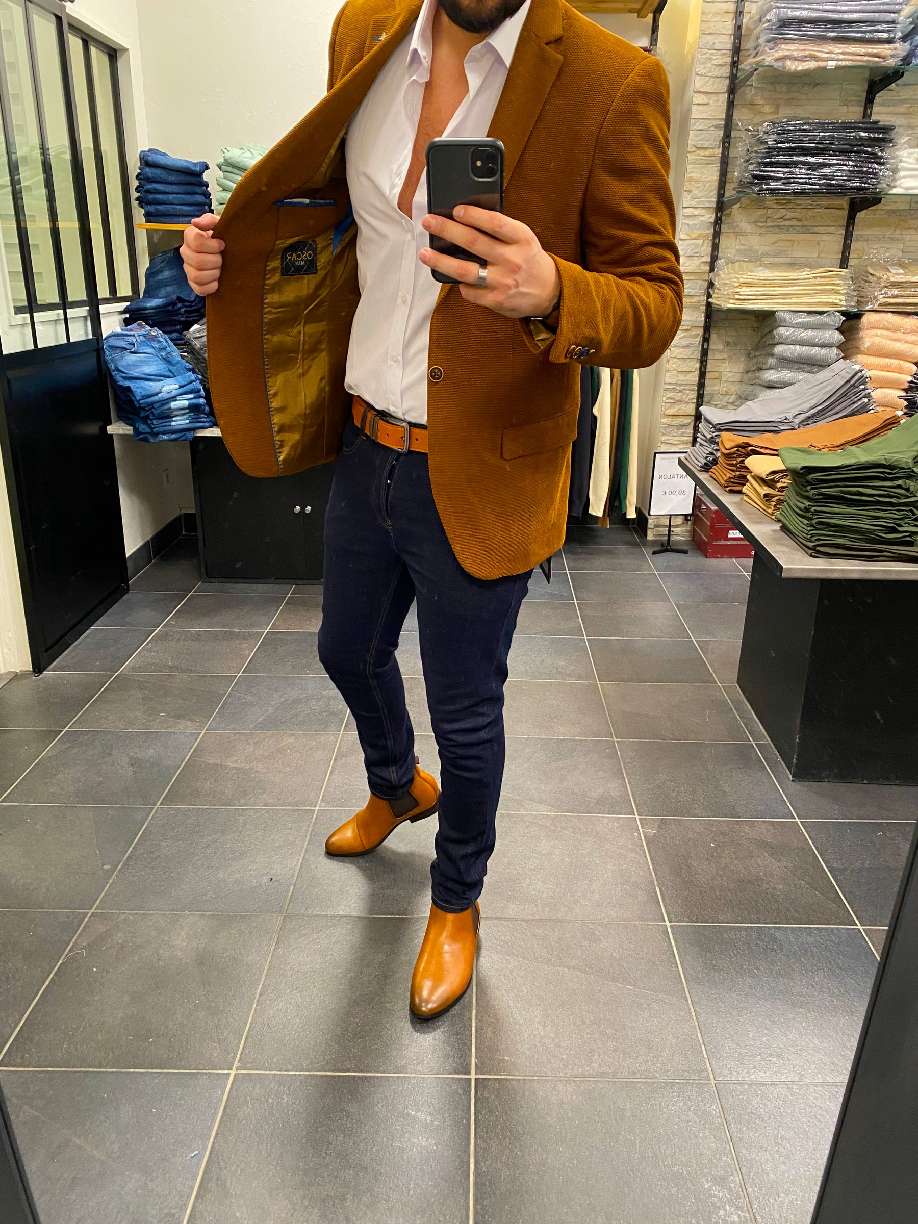 Blazer Coton Piqué Marron