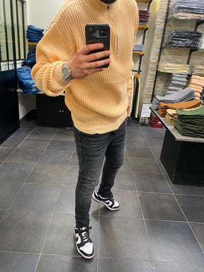 Pull Maille Zip Beige