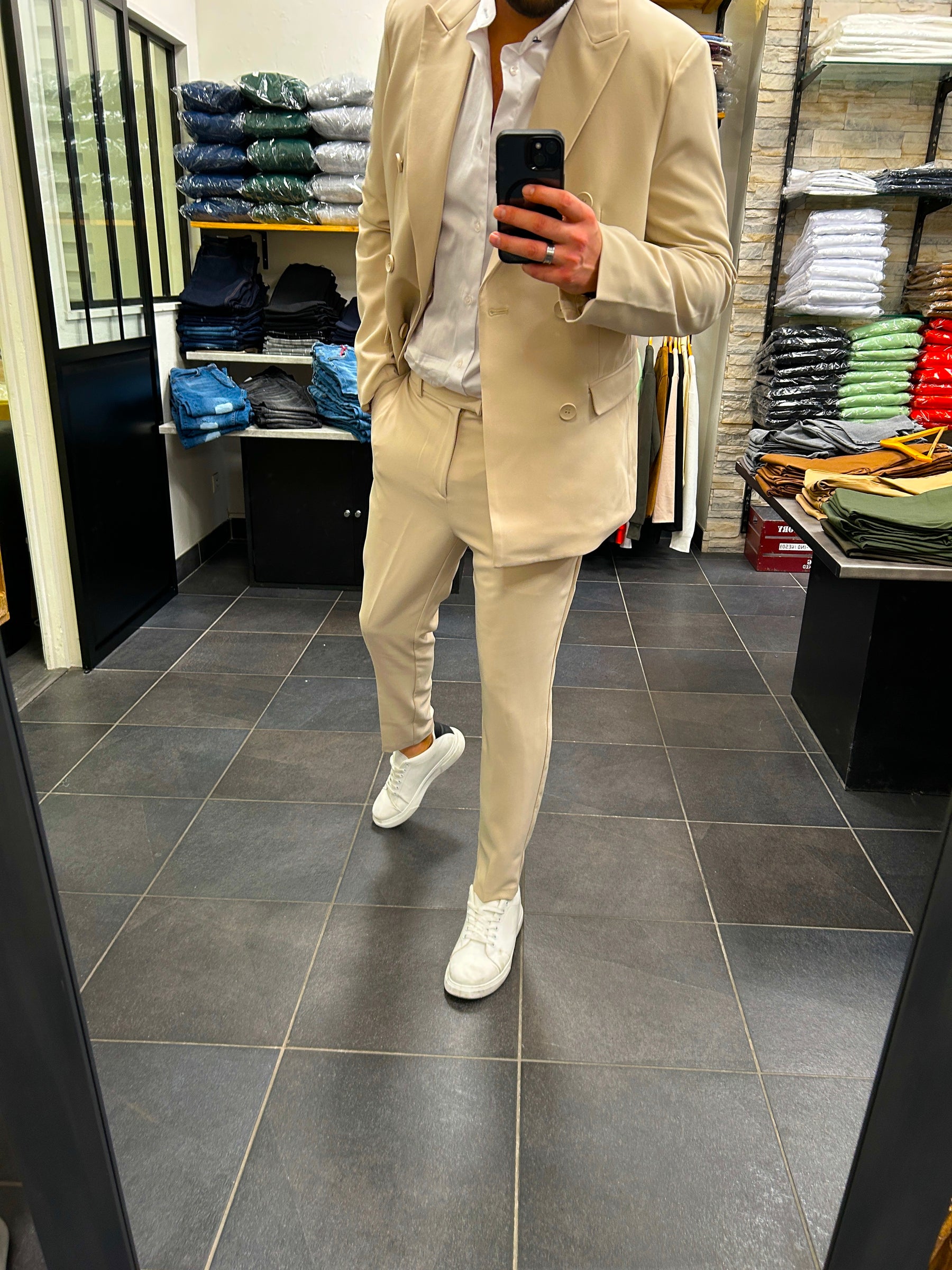 Ensemble Blazer Entier Croisé Beige