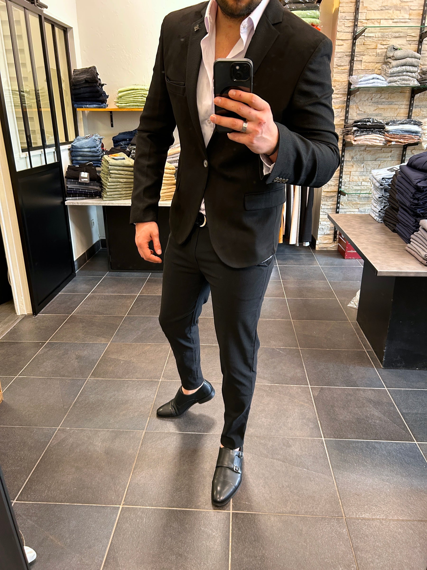 Blazer Noir Bi matière