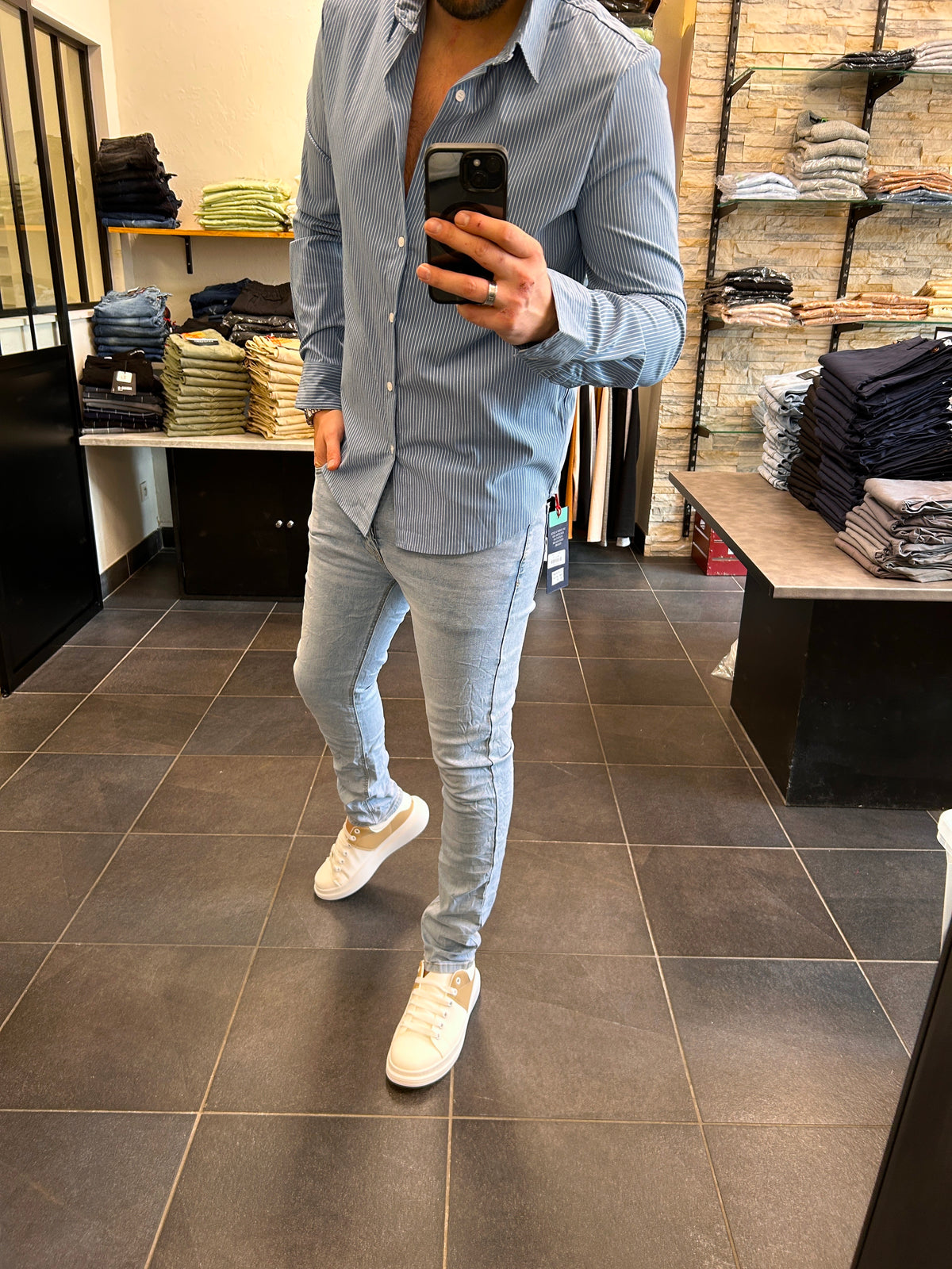 Chemise Rayé super Slim Bleu